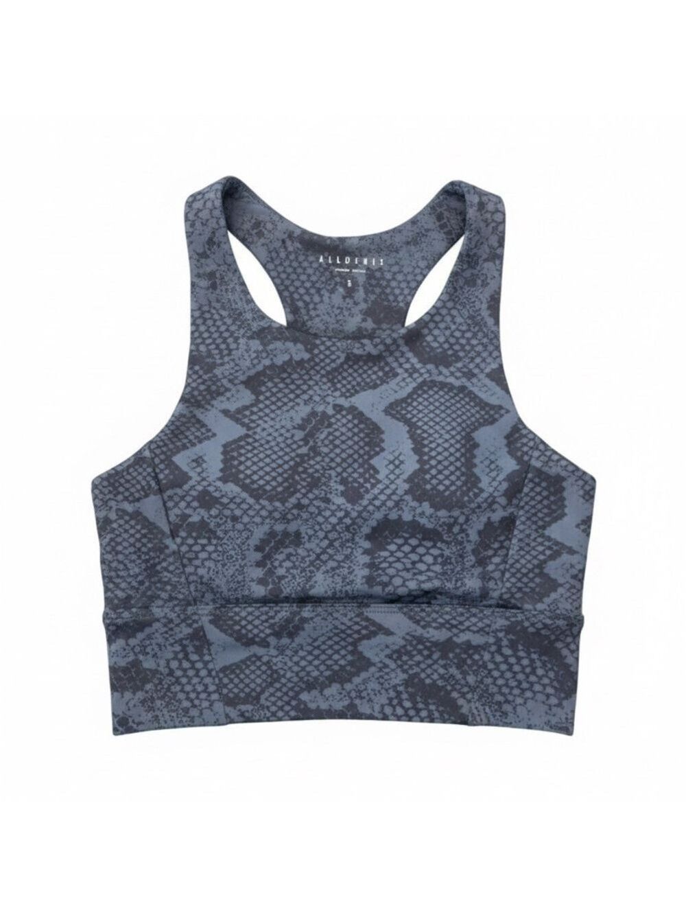 Allfenix Longline Snake Print Sports‎ Bra Grey Black Small EUC Removable Pads